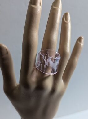 Translucent Pink Marbled Glass Band Ring